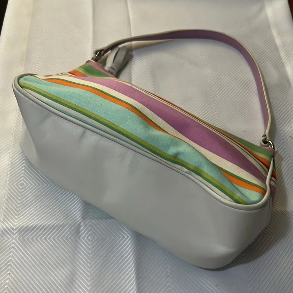 Vintage Coach Y2k Hampton Stripe Multi-Color Mini Baguette Shoulder Bag - Picture 6 of 6
